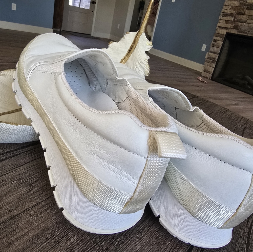Authentic Prada White Leather Slip-On Shoes - Picture 13 of 16